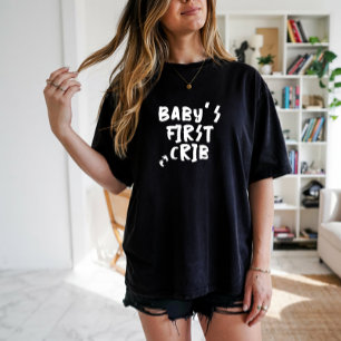Humourous pregnancy baby fingerprint black white T-Shirt