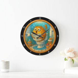 Humourous Pufferfish Bathroom Clock