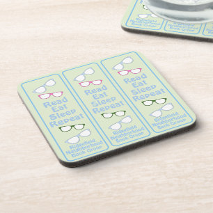 Humourous Read Eat Sleep Repeat Eyeglasses Coaster