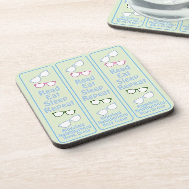 Humourous Read Eat Sleep Repeat Eyeglasses Coaster (Left Side)