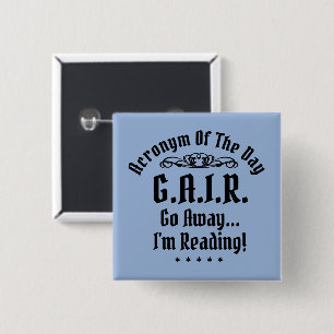 Humourous Reading Acronym Black Text 15 Cm Square Badge