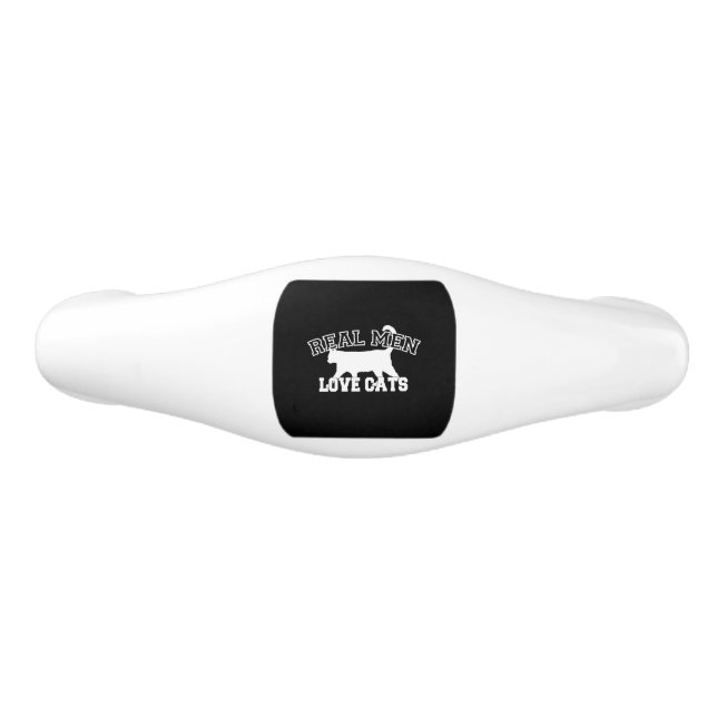 Humourous Real Men Love Cats Ceramic Drawer Pull (Front)