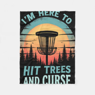 Humourous Retro Disc Golf - Tree Hitting Curse  Fleece Blanket