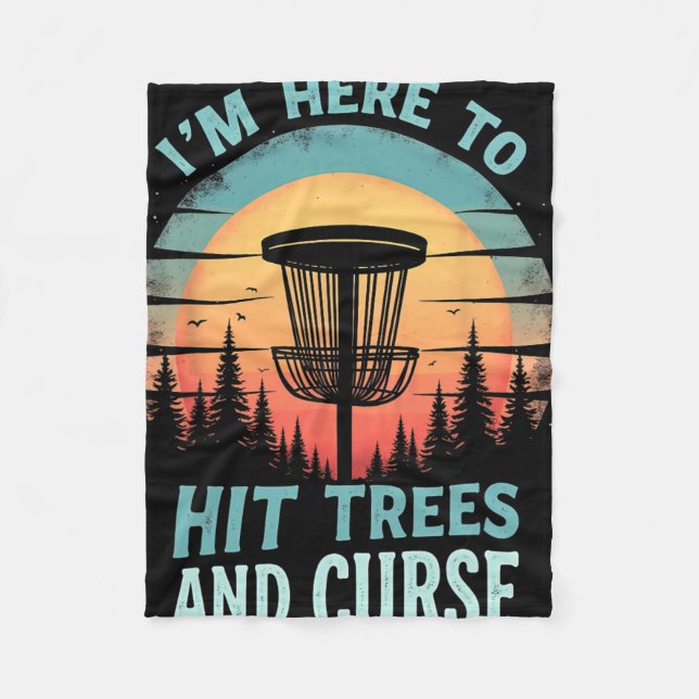 Humourous Retro Disc Golf - Tree Hitting Curse  Fleece Blanket (Front)