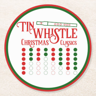 Humourous Retro Tin Whistle Christmas Classics Round Paper Coaster