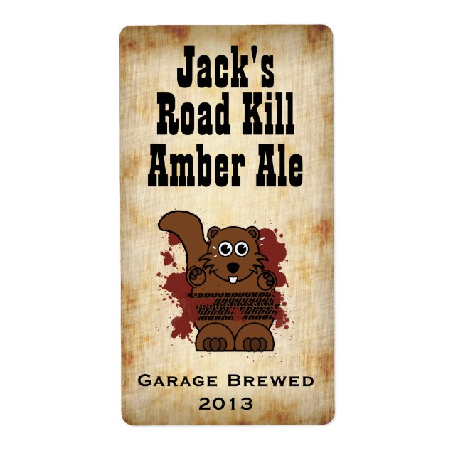 Humourous Road Kill Home Brew Beer Label (Front)