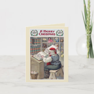 Humourous santa visits once a year holiday card