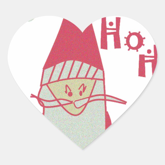 Humourous Santa with Festive Ho Ho Ho Heart Sticker (Front)