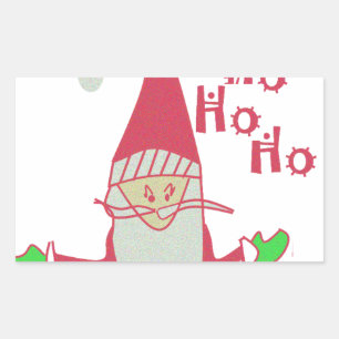Humourous Santa with Festive Ho Ho Ho Rectangular Sticker