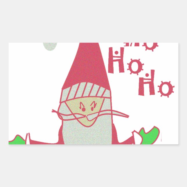 Humourous Santa with Festive Ho Ho Ho Rectangular Sticker (Front)