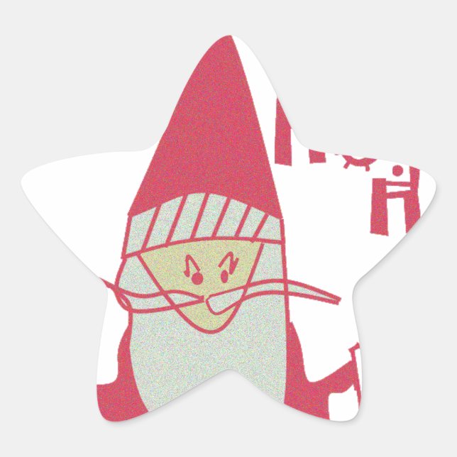 Humourous Santa with Festive Ho Ho Ho Star Sticker (Front)