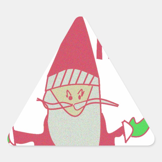 Humourous Santa with Festive Ho Ho Ho Triangle Sticker (Front)