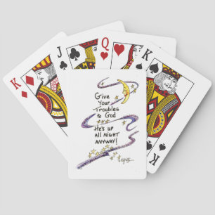 Humourous saying: Give Your Troubles to God Playing Cards