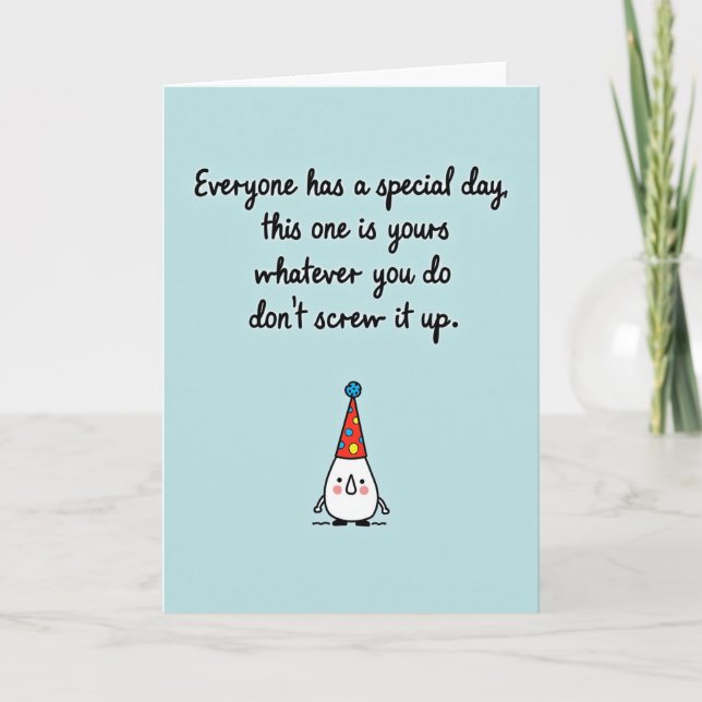 Humourous Script Birthday Card (Front)