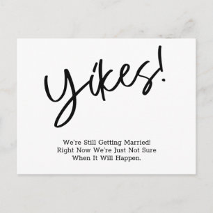 Humourous Simple Postponed Wedding Update Postcard