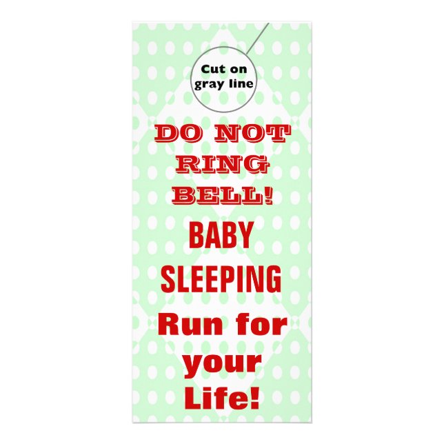 Humourous Sleeping Baby Door Hangers Doorhanger Rack Card (Front)