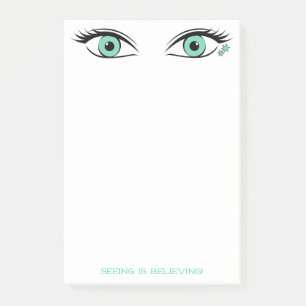 Humourous Spying Green Eyes Art Personalised Post-it Notes