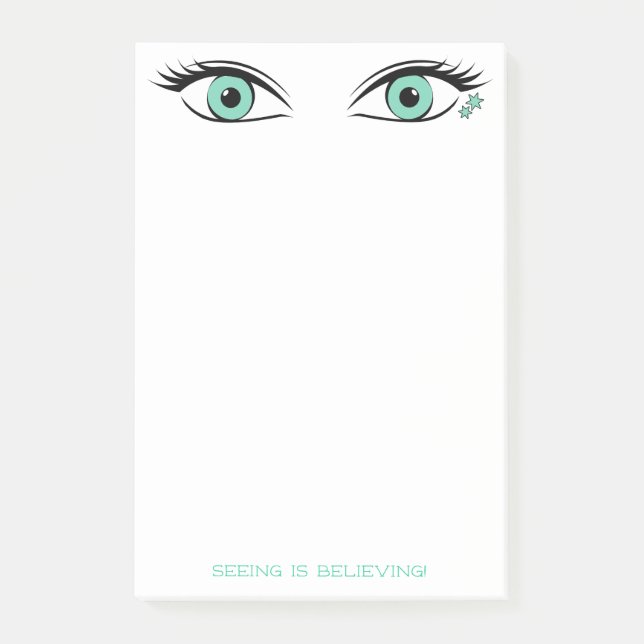 Humourous Spying Green Eyes Art Personalised Post-it Notes (Front)