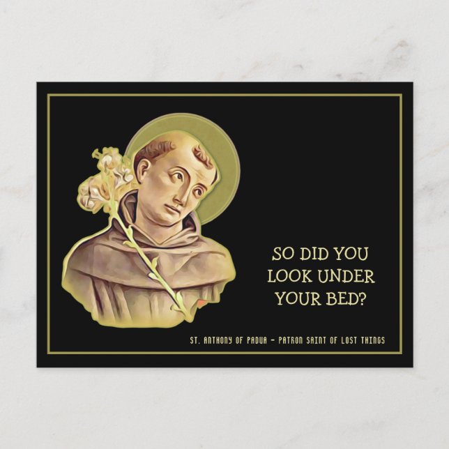 Humourous St. Anthony Religious Catholic Prayer Postcard (Front)