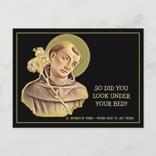 Humourous St. Anthony Religious Catholic Prayer Postcard (Front)