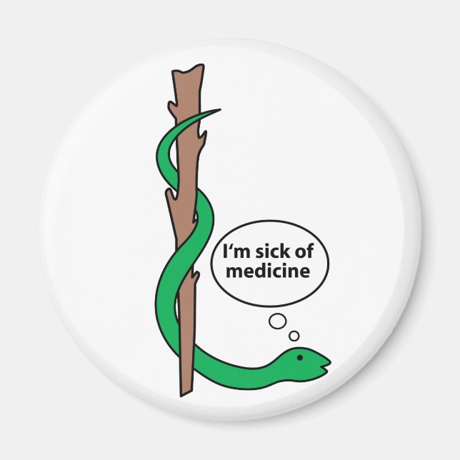 Humourous Staff of Asclepius Magnet (Front)