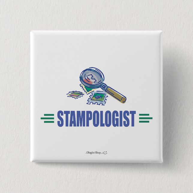 Humourous Stamp Collecting 15 Cm Square Badge (Front)