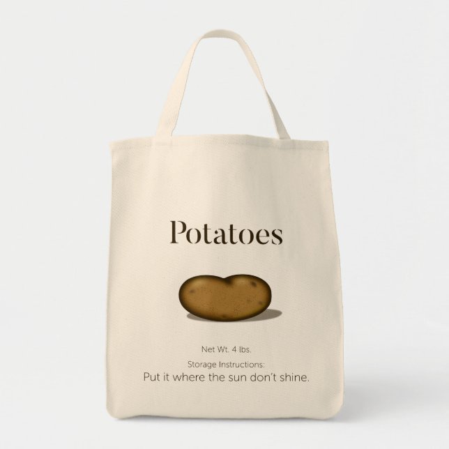 Humourous Storage Instructions Potato Sack Shoppin Tote Bag (Front)