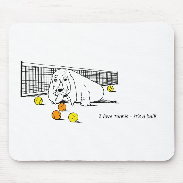 Humourous Tennis Playing Dog Mouse Mat (Front)