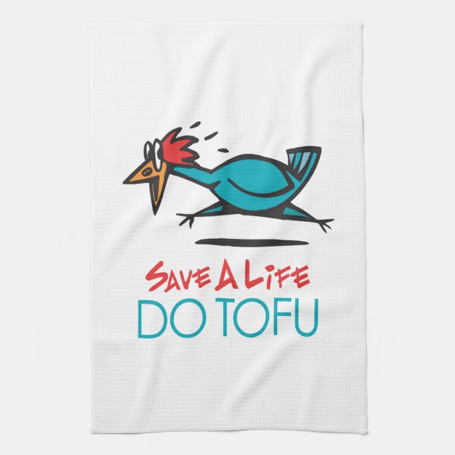 Humourous Tofu Design Tea Towel (Vertical)