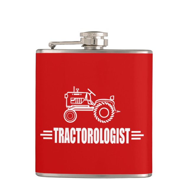 Humourous Tractor Lover Hip Flask (Front)
