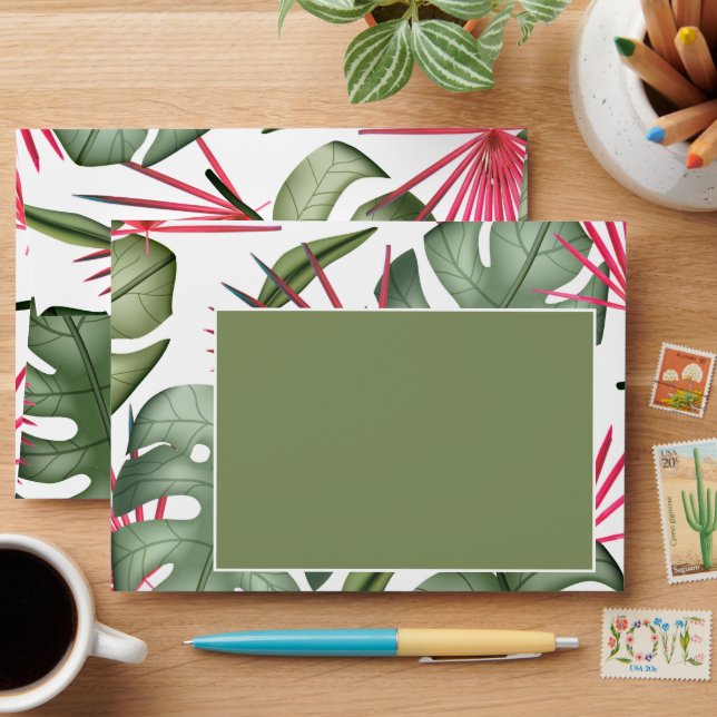Humourous Tropical A7 Wedding Envelope (Desk)