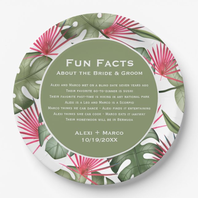 Humourous Tropical Wedding Paper Plates (Front)