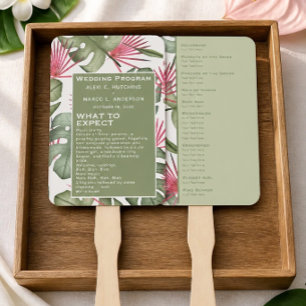 Humourous Tropical Wedding Program Set of Fans