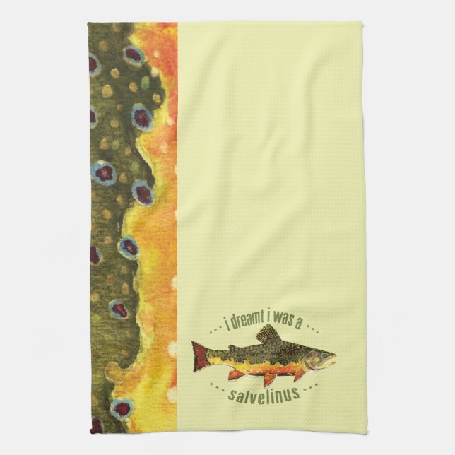 Humourous Trout Fishing Tea Towel (Vertical)