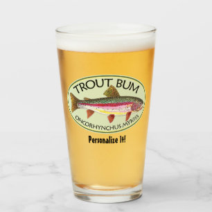 Humourous Trout FIshing Trout Bum Fisherman's Glass