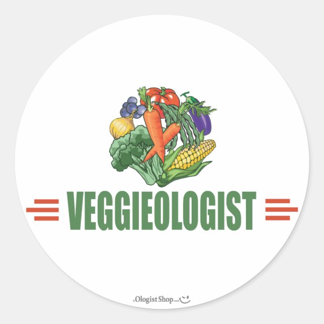 Humourous Vegetarian Classic Round Sticker (Front)