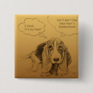 Humourous Vietnamese Chinese Dog Year Square Butto 15 Cm Square Badge