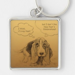 Humourous Vietnamese Chinese Dog Year Square KeyC Key Ring
