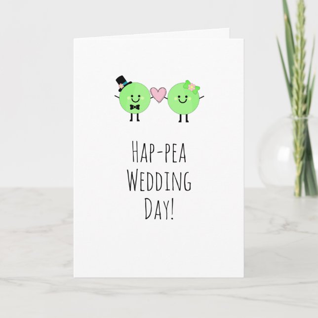 Humourous Wedding Card Cute Peas (Front)