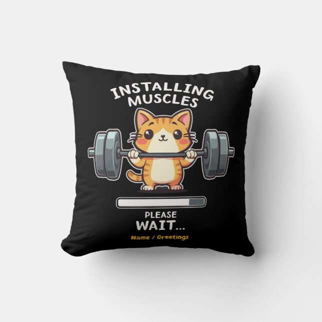 Humourous Weightlifting Cat Exercise Gym Funny  Cushion (Front)