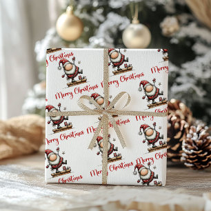 Humourous Whimsy Santa Hand Drawn Wrapping Paper