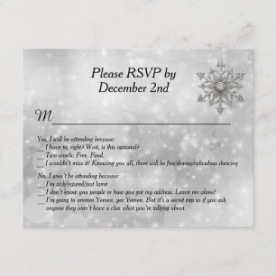 Humourous Winter Snowflake Wedding RSVP Card