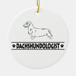 Humourous Wirehaired Dachshund Ceramic Tree Decoration
