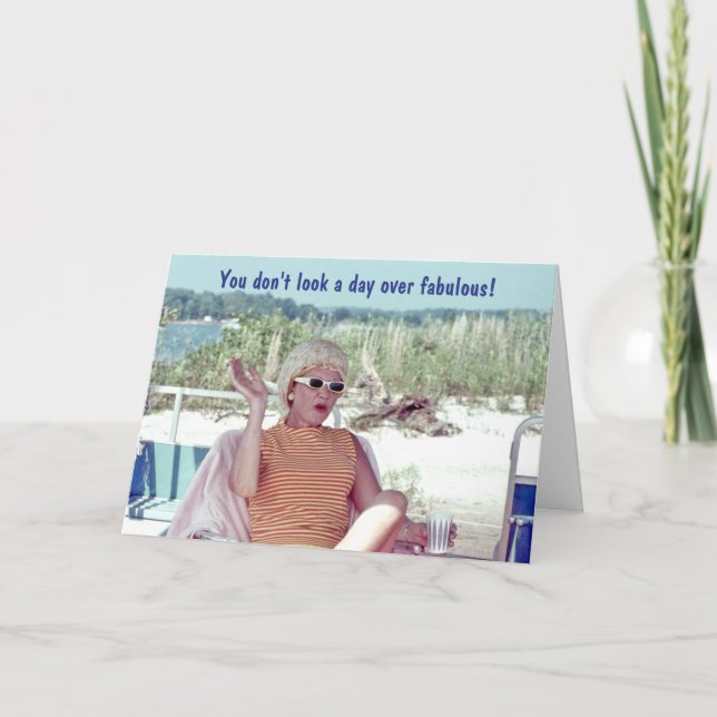 Humourous Woman Hair Rollers Retro Birthday Card (Front)