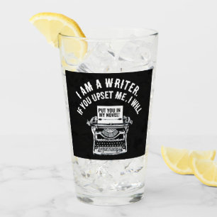 Humourous Writer's Quote Glass