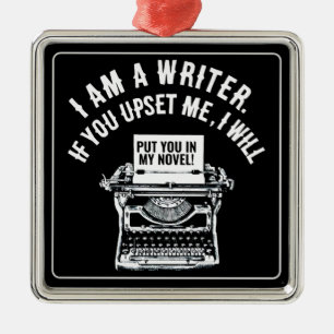 Humourous Writer's Quote Metal Tree Decoration