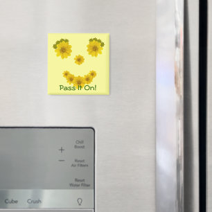 Humourous Yellow Wildflower Photographs Smile Face Magnet