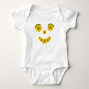 Humourous Yellow Wildflower Smile Face Baby Bodysuit
