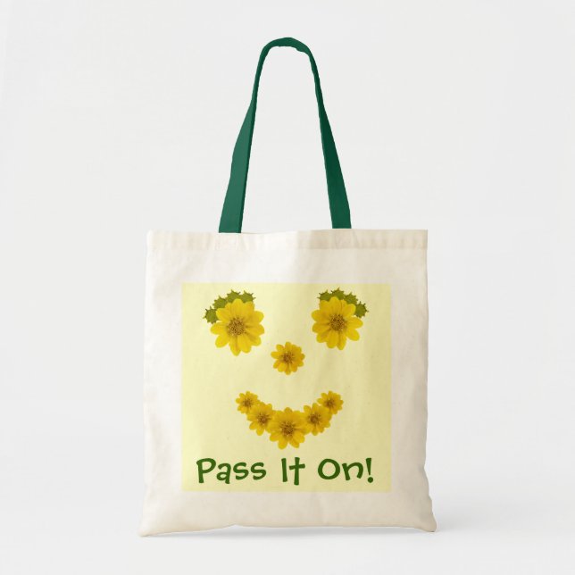 Humourous Yellow Wildflower Smile Tote Bag (Front)