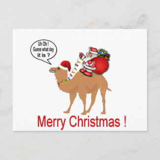 Hump Day Camel Christmas with Santa Holiday Postcard
